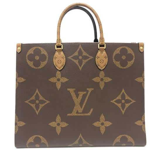 Louis Vuitton Tote Bag M44576 Monogram Reverse Canvas Brown On The Go Gm Women Used Authentic