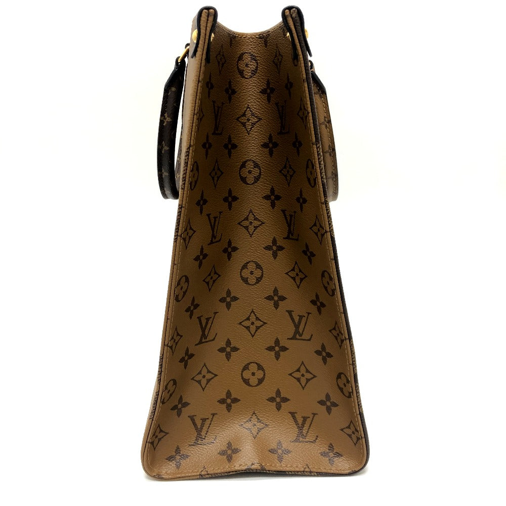 Louis Vuitton Tote Bag M44576 Monogram Reverse Canvas Brown On The Go Gm Women Used Authentic