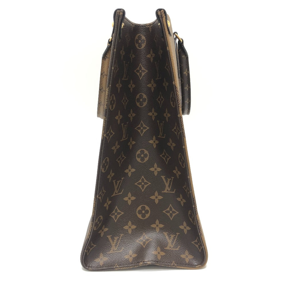 Louis Vuitton Tote Bag M44576 Monogram Reverse Canvas Brown On The Go Gm Women Used Authentic