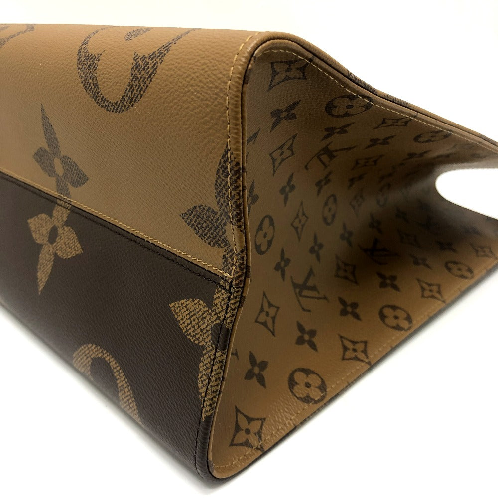 Louis Vuitton Tote Bag M44576 Monogram Reverse Canvas Brown On The Go Gm Women Used Authentic