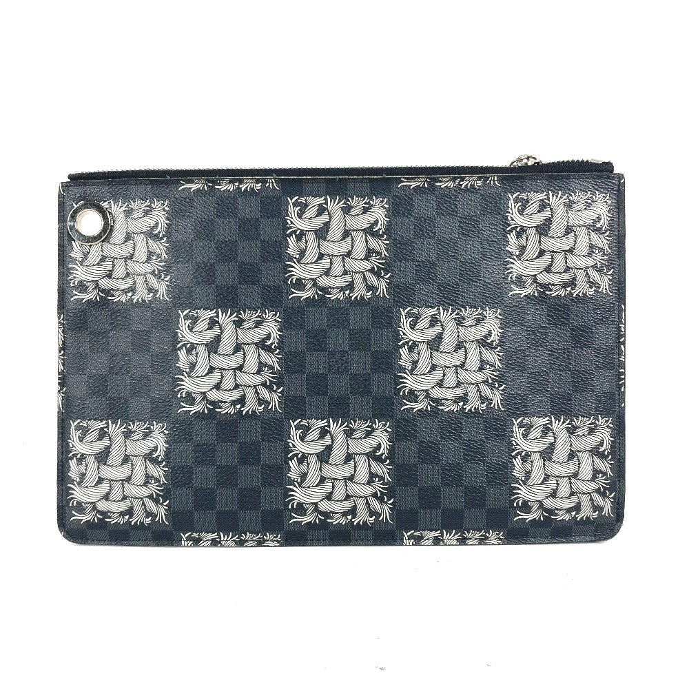 Louis Vuitton Clutch Bag N61231 Damier Grafitto Canvas Black Damier Grafitte Pochette Jules Pm Mens Used Authentic