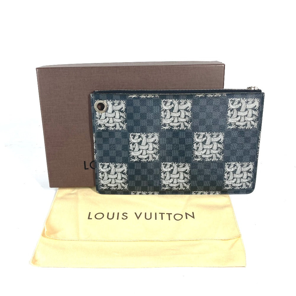 Louis Vuitton Clutch Bag N61231 Damier Grafitto Canvas Black Damier Grafitte Pochette Jules Pm Mens Used Authentic