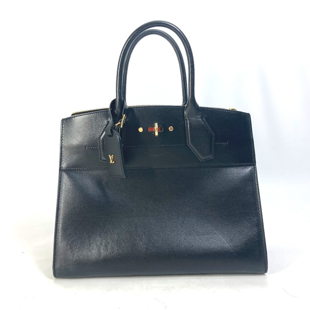 Louis Vuitton Handbag M53015 Leather Black Bag City Steamer Mm Women Used Authentic