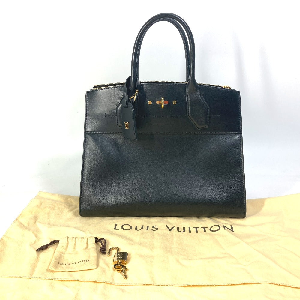 Louis Vuitton Handbag M53015 Leather Black Bag City Steamer Mm Women Used Authentic