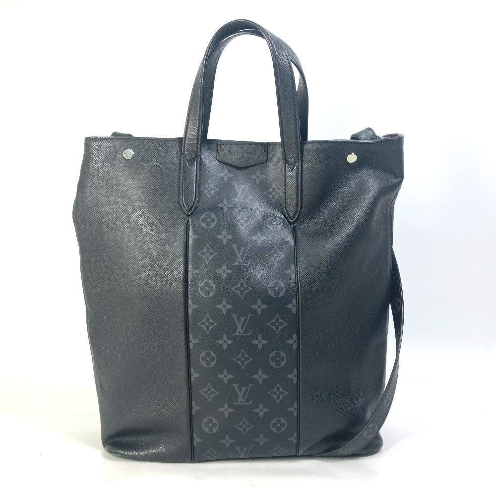 Louis Vuitton Tote Bag M30431 Taiga Leather, Monogram Eclipse Canvas Black Taigalama City Tote Mens Used Authentic