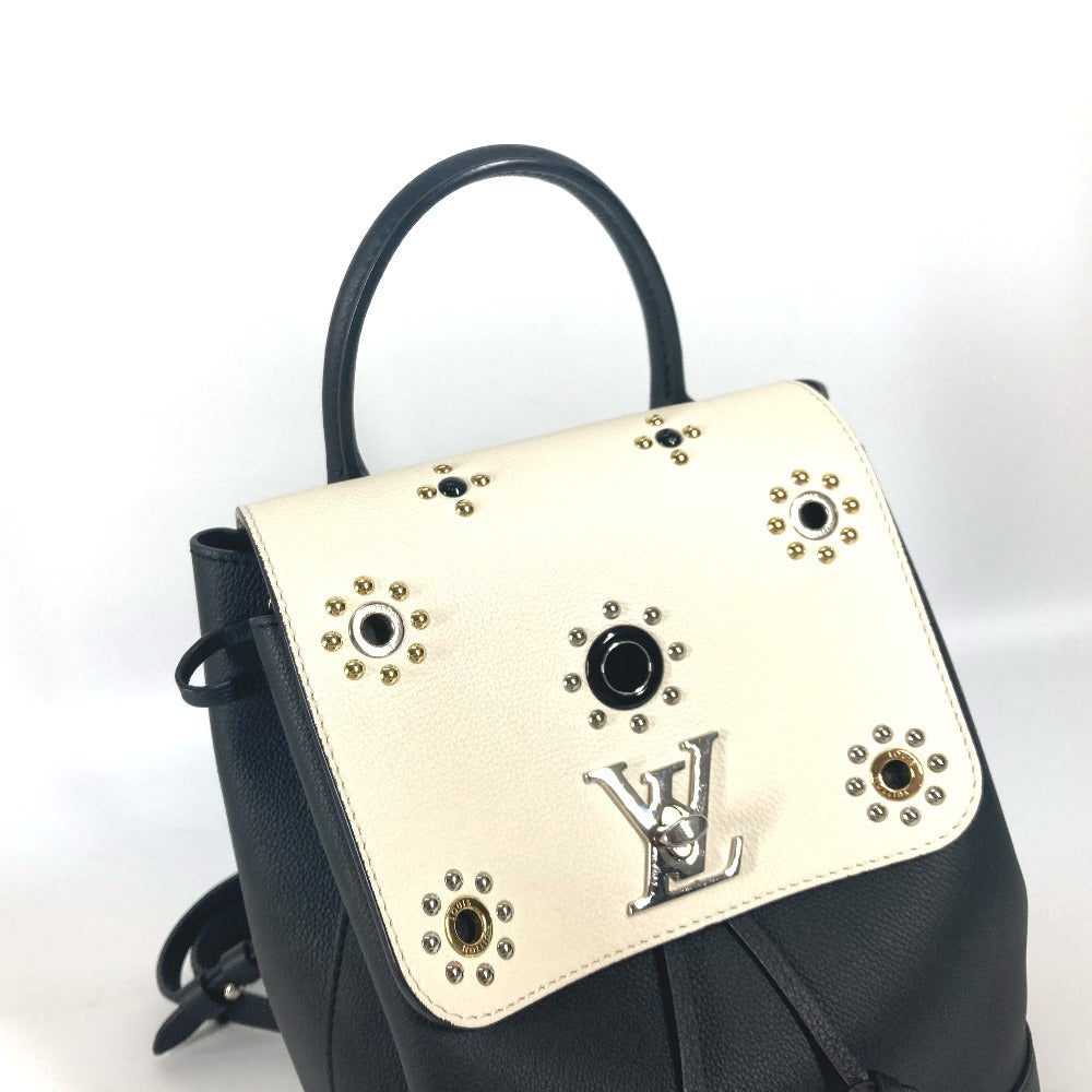 Louis Vuitton Backpack M54108 Leather Black Rock Me Backpack Studs Women Used Authentic