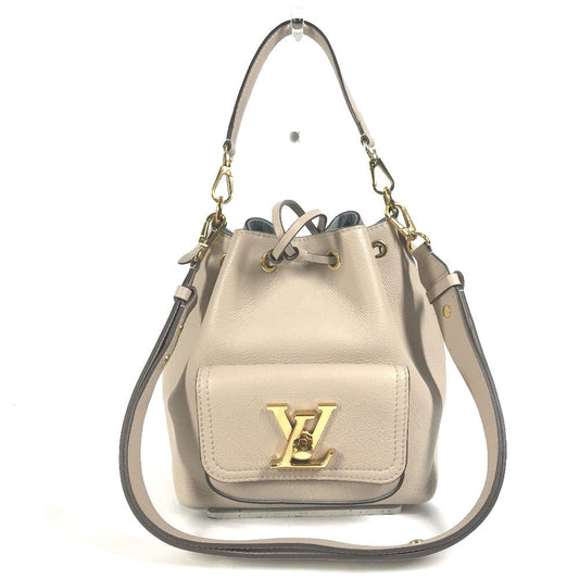 Louis Vuitton Shoulder Bag M57688 Leather Beige Handbag Rock Me Bucket Nv Women Used Authentic