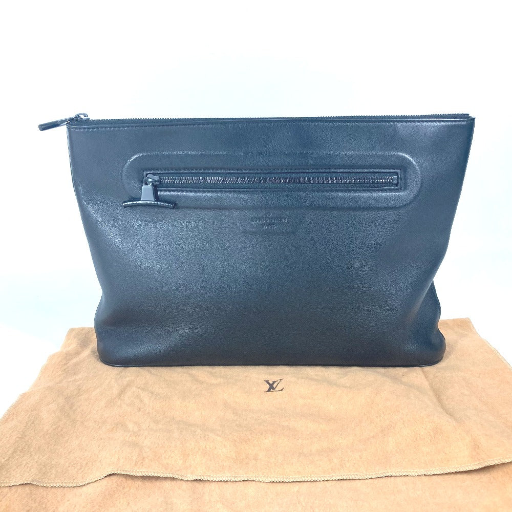 Louis Vuitton Clutch Bag M63268 Leather Black Dark Annity Pochette Cosmos Mens Used Authentic