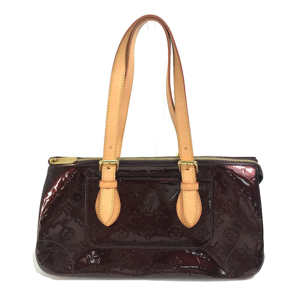 Louis Vuitton Shoulder Bag M93510 Patent Leather Wine Red Monogram Vernis Rosewood Avenue Women Used Authentic