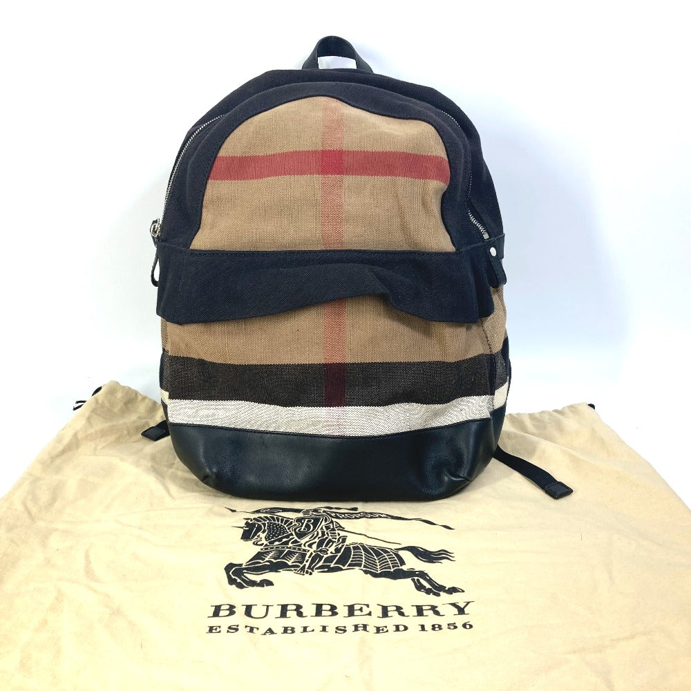 Burberry Backpack 3958527 Canvas / Leather Beige Backpack Mega Check Pattern Mens Used Authentic