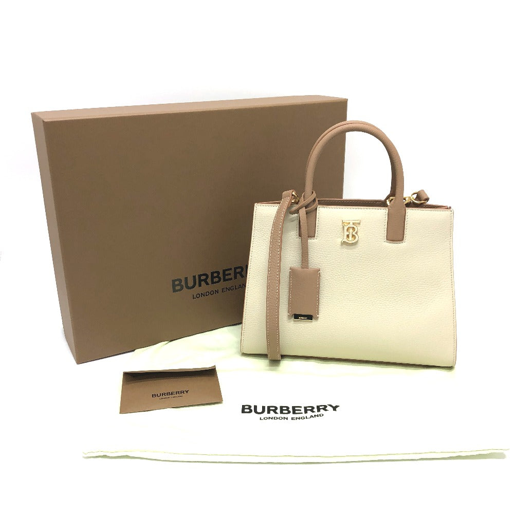 Burberry Handbag 8072522 Leather White X Beige Bt Bicolor Women Used Authentic