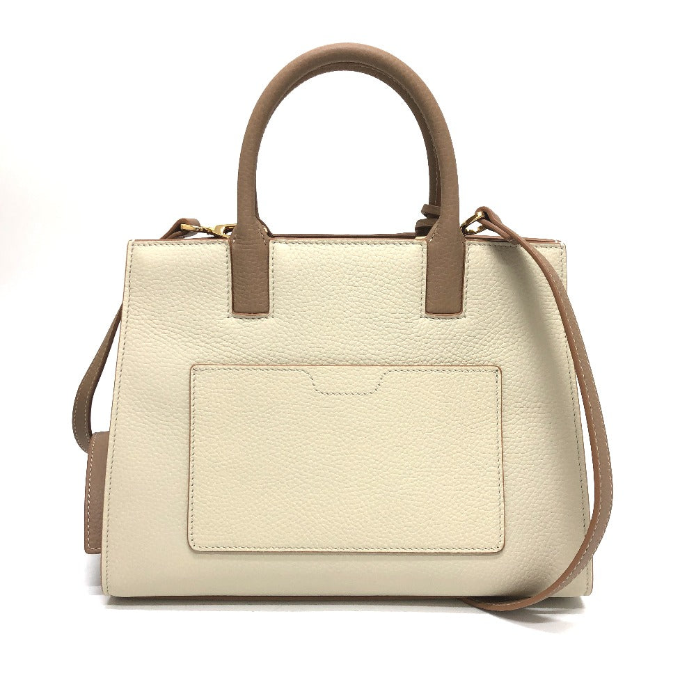 Burberry Handbag 8072522 Leather White X Beige Bt Bicolor Women Used Authentic