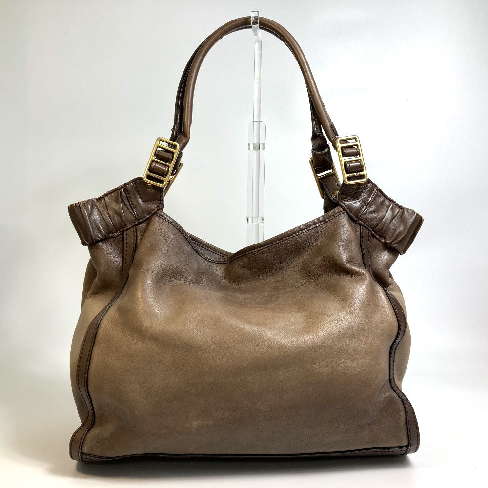 Burberry Tote Bag Leather Brown Shoulder Gradation