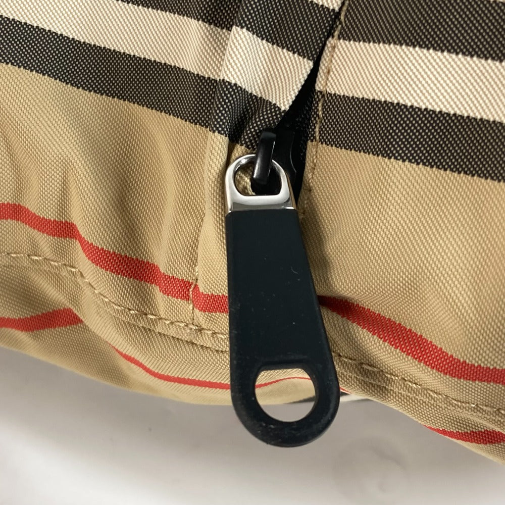 Burberry Pouch Nylon Beige Handbag Check Women Used Authentic