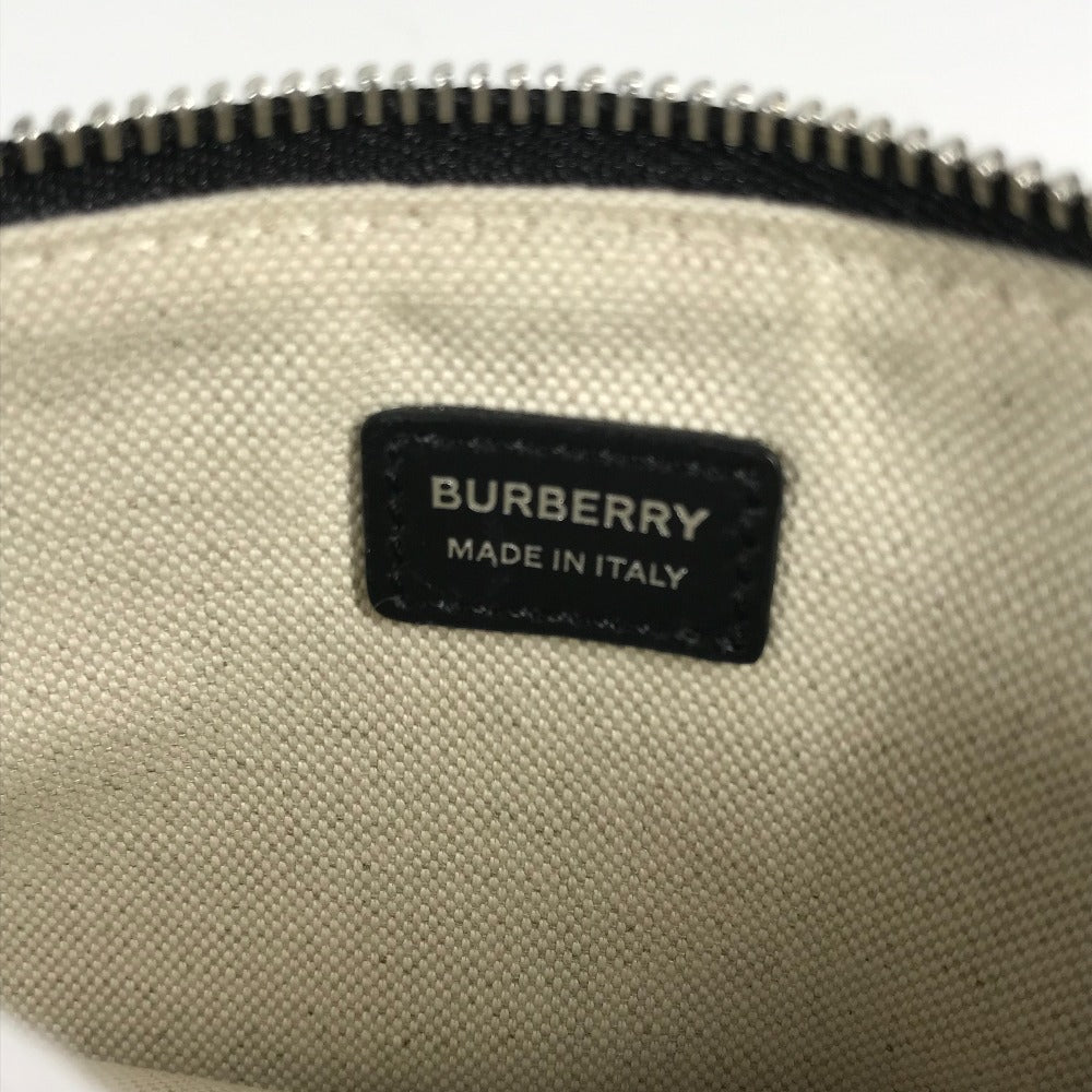 Burberry Pouch 8037549 Canvas Black Logo Love Women Used Authentic