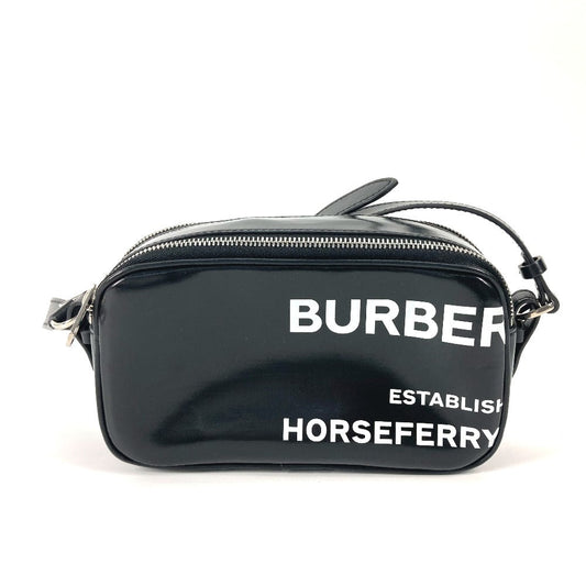 Burberry Shoulder Bag Leather Black By Color Logo Horseferry Mens Used Authentic