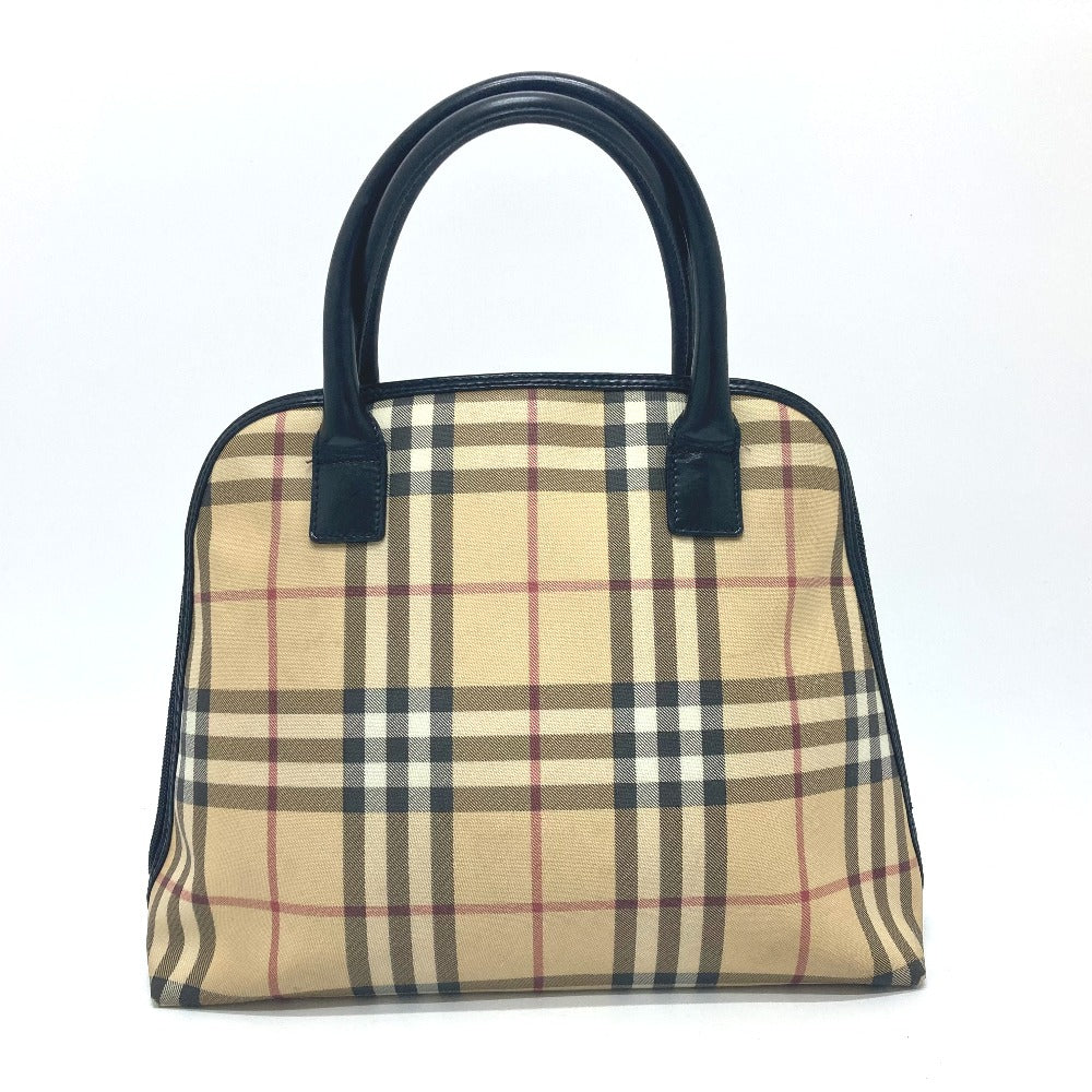 Burberry Handbag Pvc / Leather Beige Check Pattern Women Used Authentic