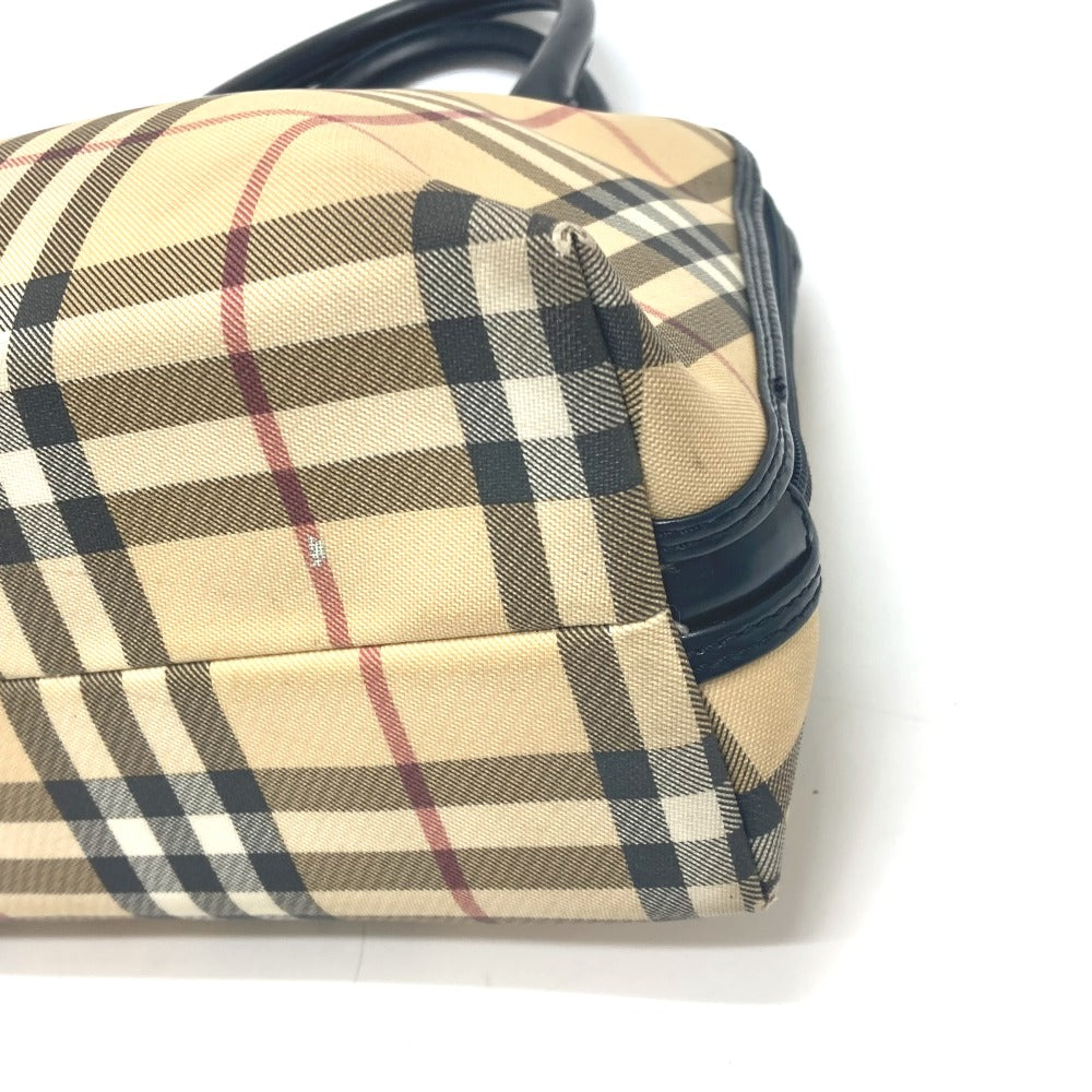 Burberry Handbag Pvc / Leather Beige Check Pattern Women Used Authentic