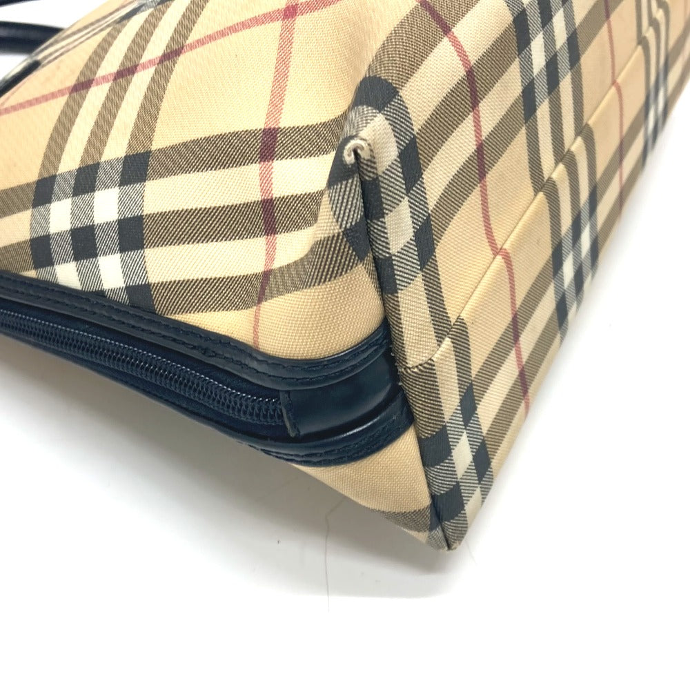 Burberry Handbag Pvc / Leather Beige Check Pattern Women Used Authentic