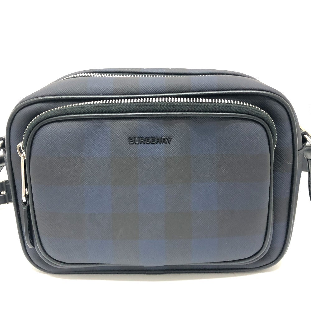 Burberry Shoulder Bag 8073271 Pvc / Leather Navy / Black Check Pattern Women Used Authentic