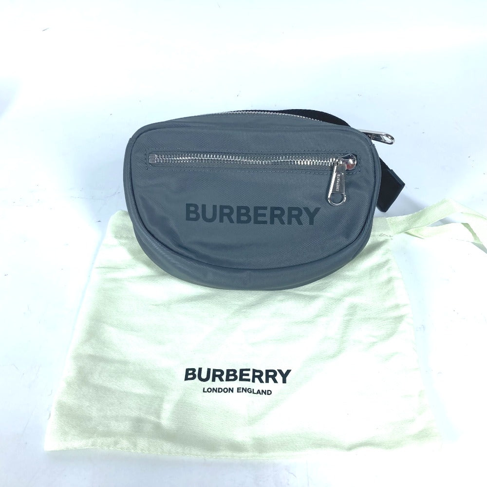 Burberry Sling Bag 8052888 Nylon Gray Cross Logo Mens Used Authentic