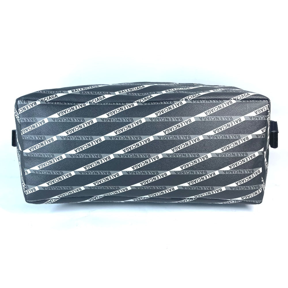 Balenciaga Boston Duffel Bag 532810 Leather, Pvc Gray Logo All Over Pattern Unisex(unisex) Used Authentic