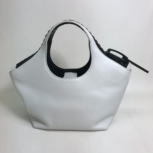 Balenciaga Handbag 661854 Leather White / Black Mega Zip Women Used Authentic