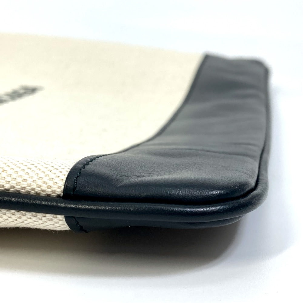 Balenciaga Clutch Bag 420407 Canvas, Leather Ivory Logo Navy Clip M Unisex Secondhand Authentic