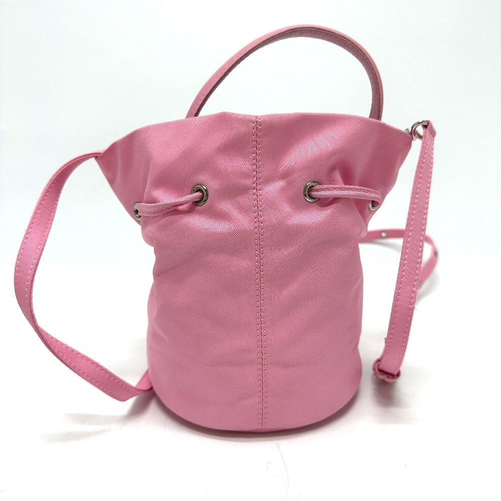 Balenciaga Shoulder Bag 619458 Nylon Pink Handbag Wheel Xs Drawstring Bucket Women Used Authentic