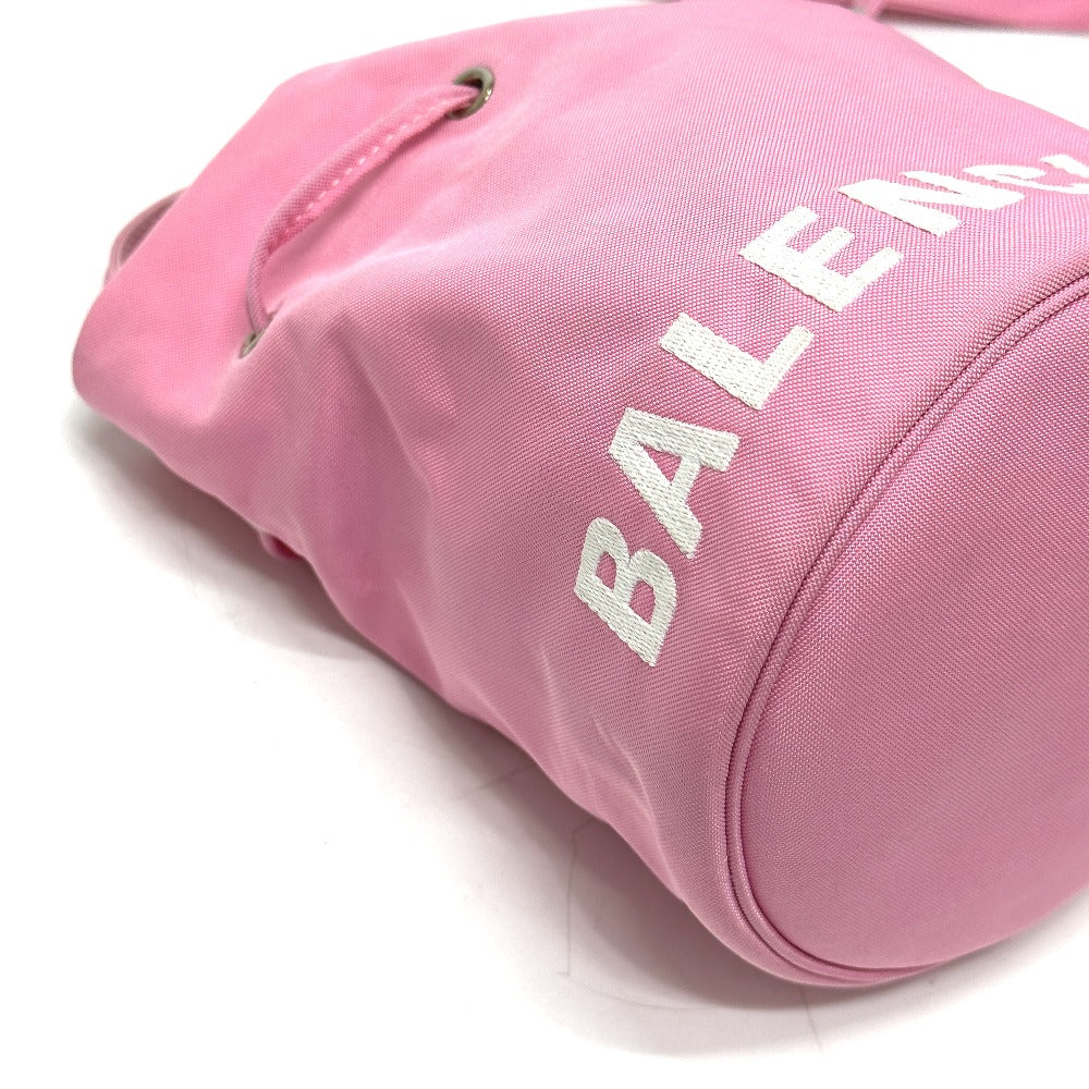 Balenciaga Shoulder Bag 619458 Nylon Pink Handbag Wheel Xs Drawstring Bucket Women Used Authentic