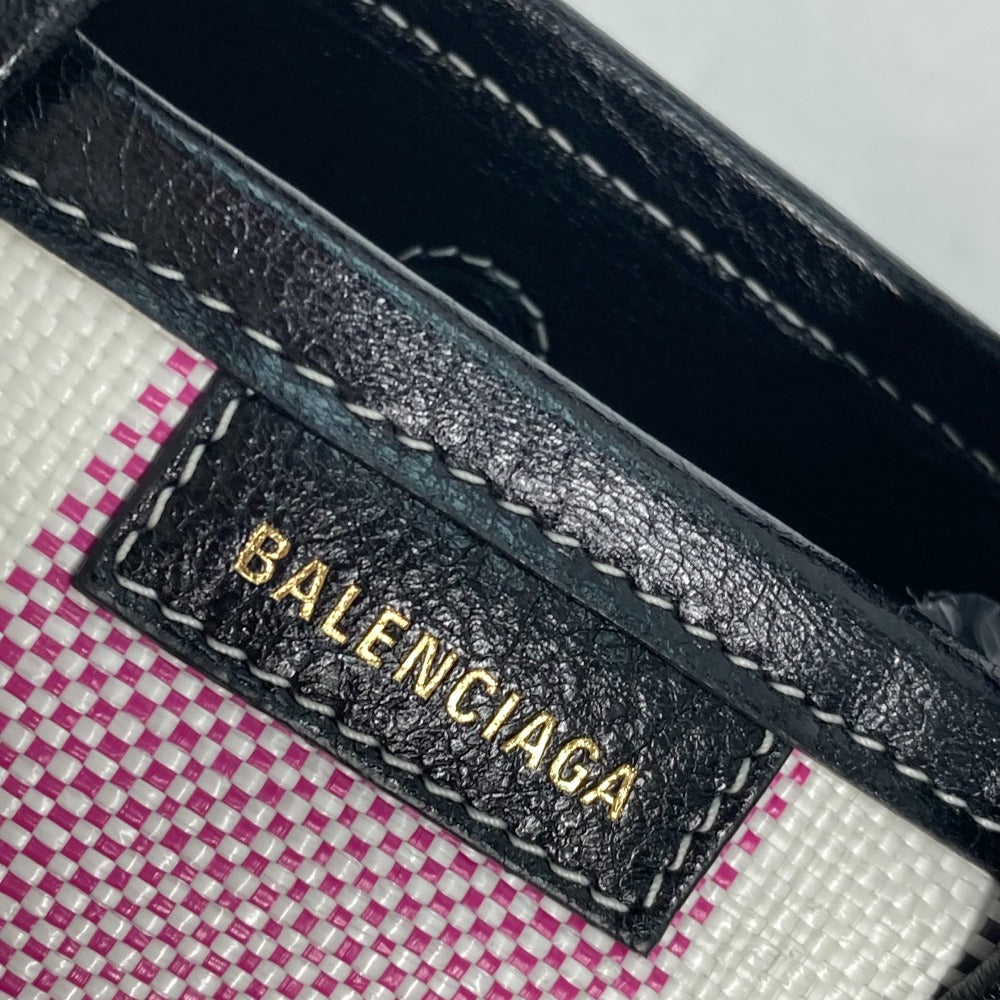 Balenciaga Handbag 671404 Leather, Raffia Pink Stripe Barbes Small Women Secondhand Authentic