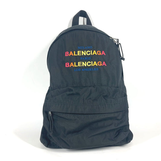 Balenciaga Backpack 503221 Nylon Black Explorer Logo Women Used Authentic