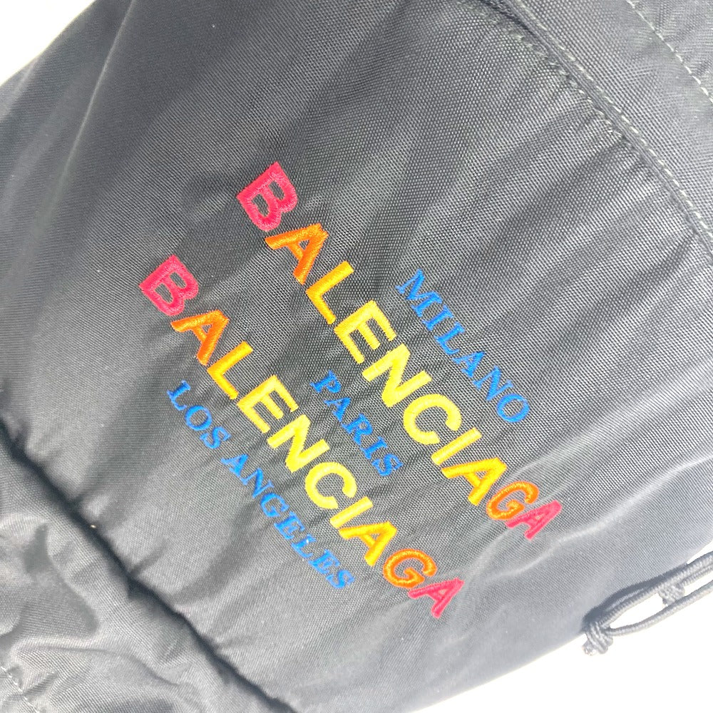 Balenciaga Backpack 503221 Nylon Black Explorer Logo Women Used Authentic