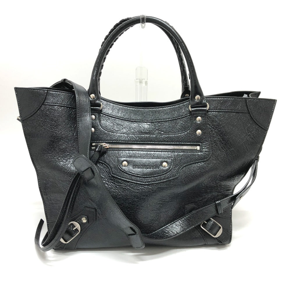 Balenciaga Tote Bag 702499 Leather Black Neo Classic Mens Used Authentic