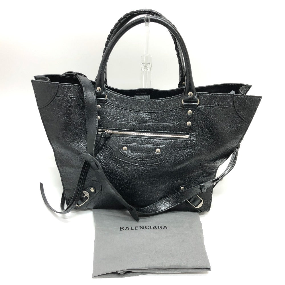 Balenciaga Tote Bag 702499 Leather Black Neo Classic Mens Used Authentic