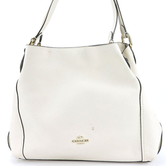 Coach Shoulder Bag 57125 Leather White Women Used Authentic