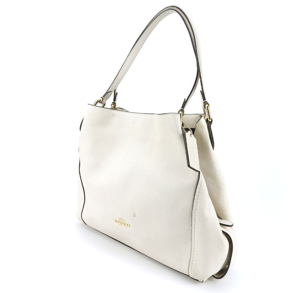 Coach Shoulder Bag 57125 Leather White Women Used Authentic