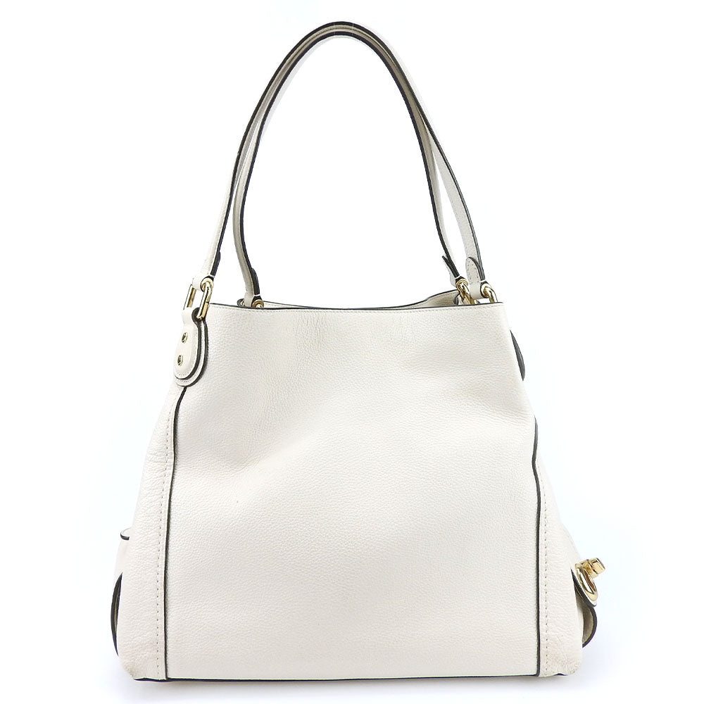 Coach Shoulder Bag 57125 Leather White Women Used Authentic