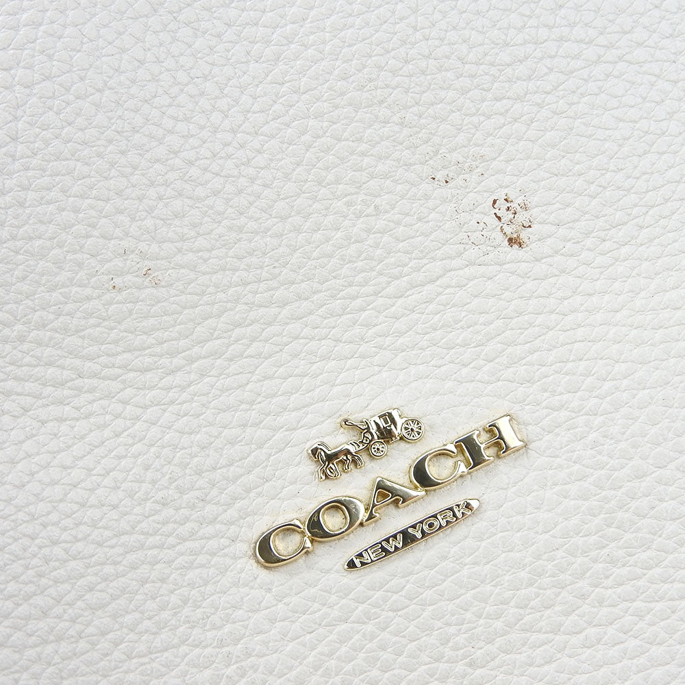 Coach Shoulder Bag 57125 Leather White Women Used Authentic