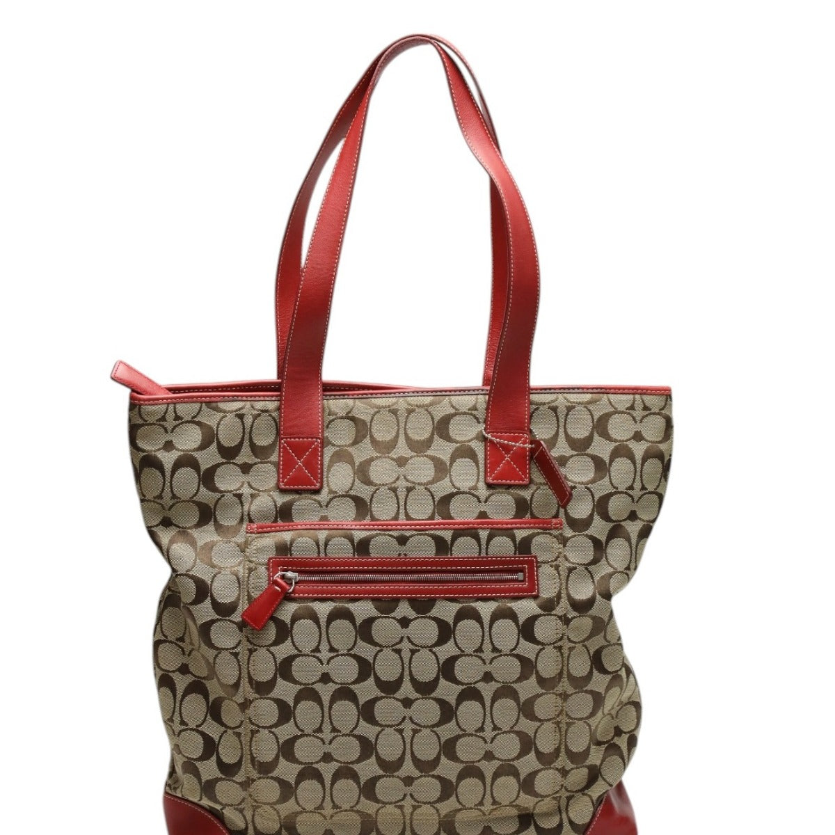 Coach Tote Bag 6071 Canvas Red Signature