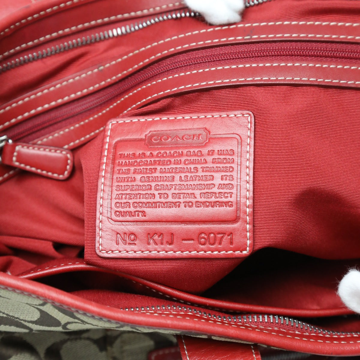 Coach Tote Bag 6071 Canvas Red Signature