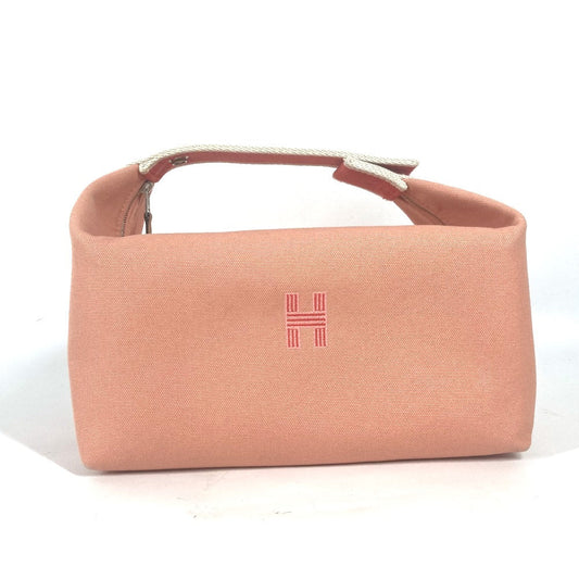 Hermes Handbag Canvas Pink Bride Ablack Gm Women Used Authentic