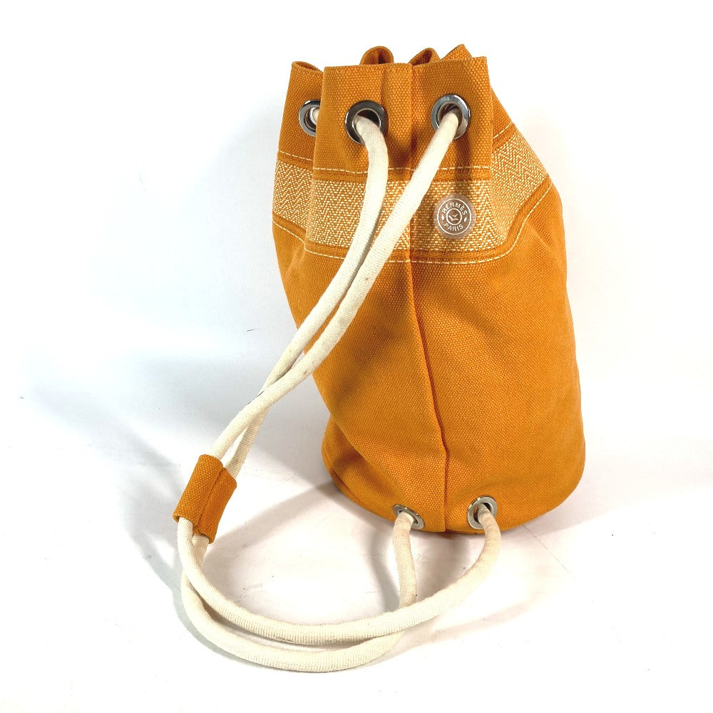 Hermes Shoulder Bag Canvas Orange Beach Bag Sac Marine Receive Mm Women Used Authentic