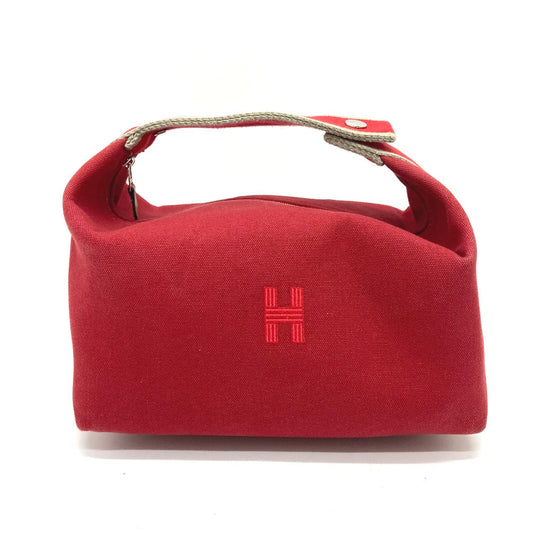 Hermes Handbag Canvas Red Shoulder Bag Shoulder Bag Vanity Bag Brid A Black Gm Women Used Authentic