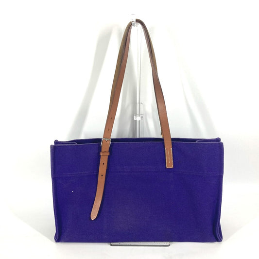 Hermes Tote Bag Canvas Purple Etrivire Elan Women Used Authentic