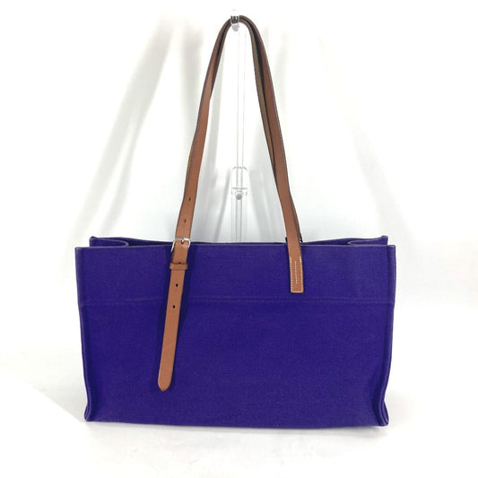 Hermes Tote Bag Canvas Purple Etrivire Elan Women Used Authentic