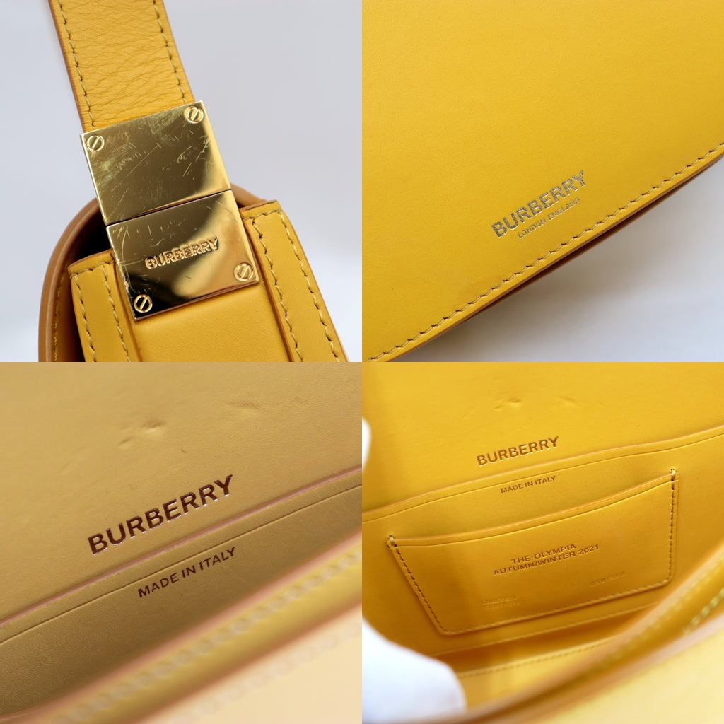 Burberry Shoulder Bag Leather% Yellow Women Used Authentic