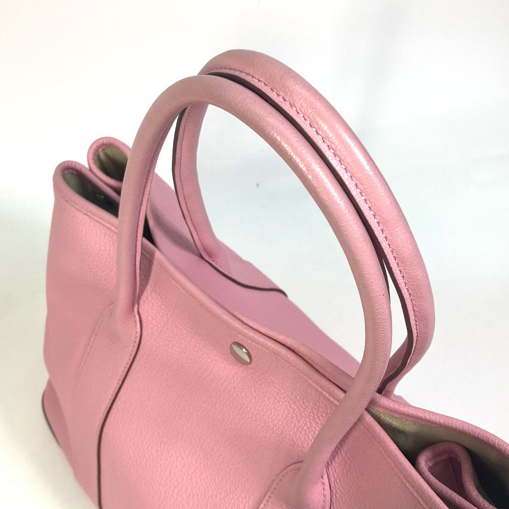 Hermes Tote Bag Leather Pink Garden Party Pm Tote Bag Women Used Authentic