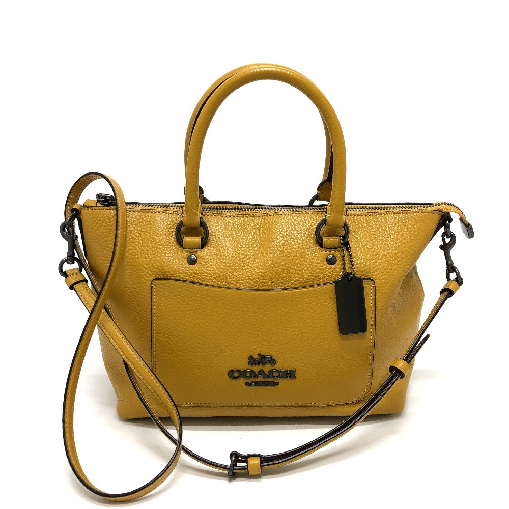 Coach Handbag F31466 Leather Yellow Mini Emma Satchel Women Used Authentic