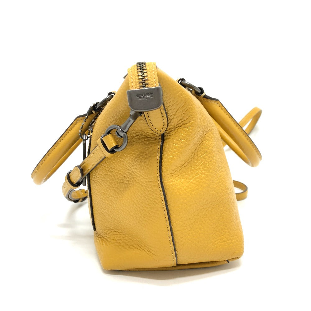 Coach Handbag F31466 Leather Yellow Mini Emma Satchel Women Used Authentic